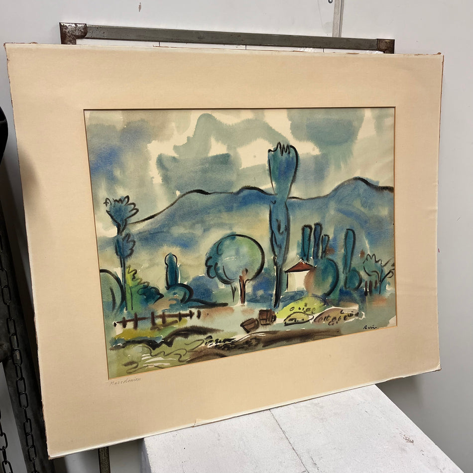 Druckgrafik im Passepartout „Mazedonien“