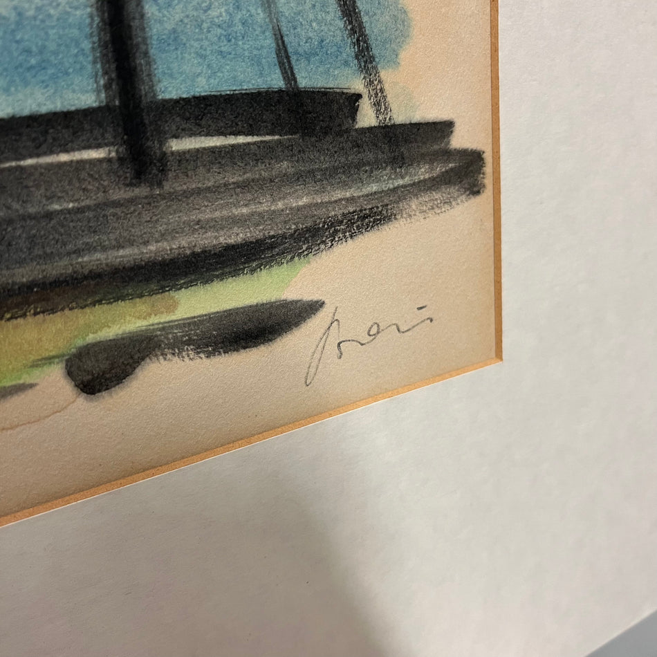Druckgrafik im Passepartout beschädigt