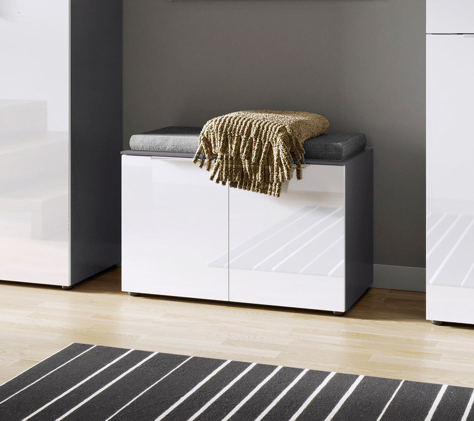 ROSSANO Schuhbank graphit / weiß Kommode