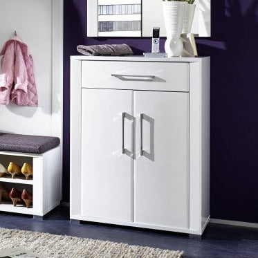 GO Schuhschrank Schuhregal Schrank Weiß Hochglanz