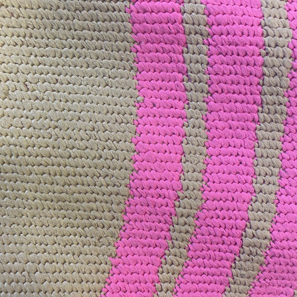 Runder Teppich Beige Pink Streifen – Neuware – 130 x 130cm