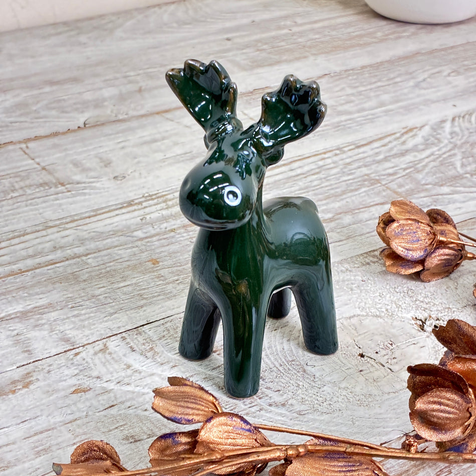 Deko Elch Dunkelgrün Keramik Figur Statuette Dekoration Gebraucht