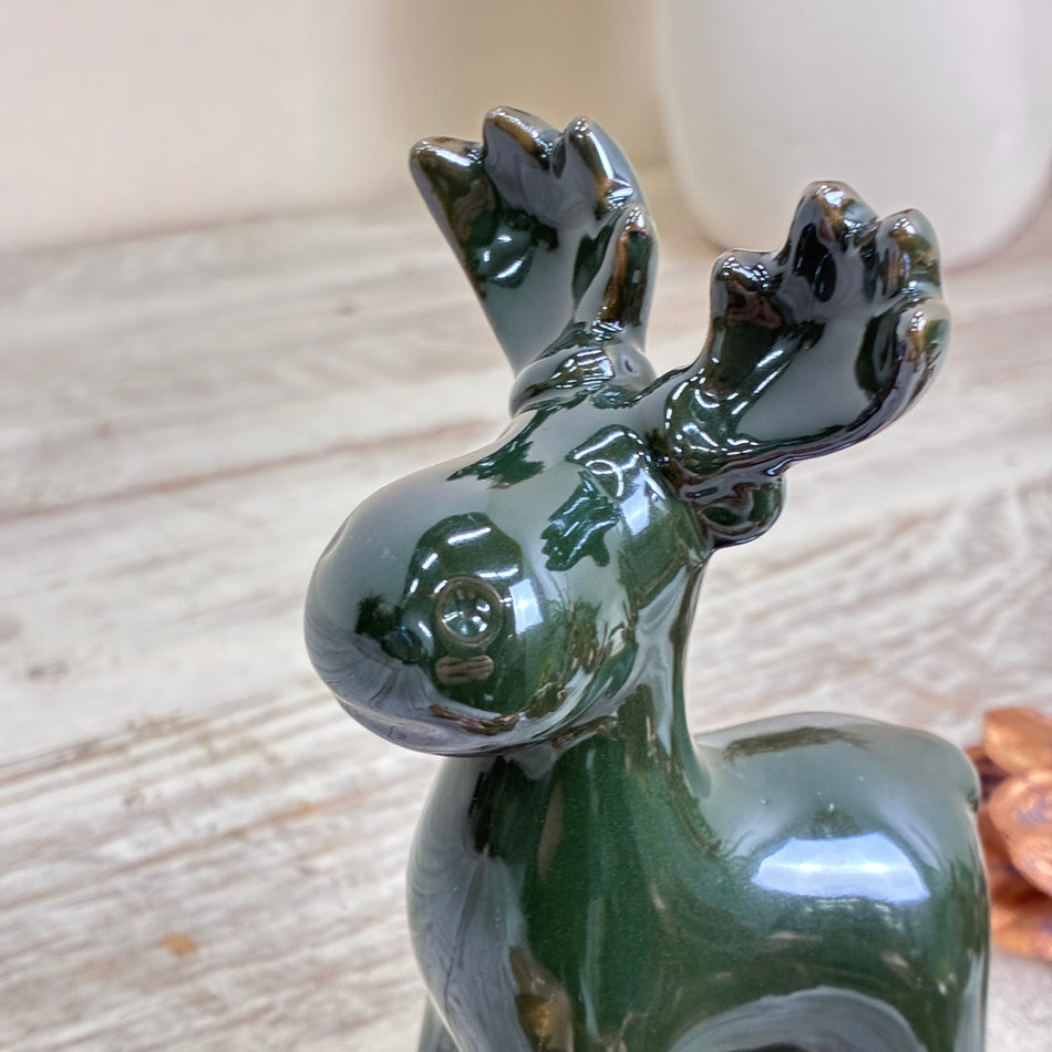 Deko Elch Dunkelgrün Keramik Figur Statuette Dekoration Gebraucht