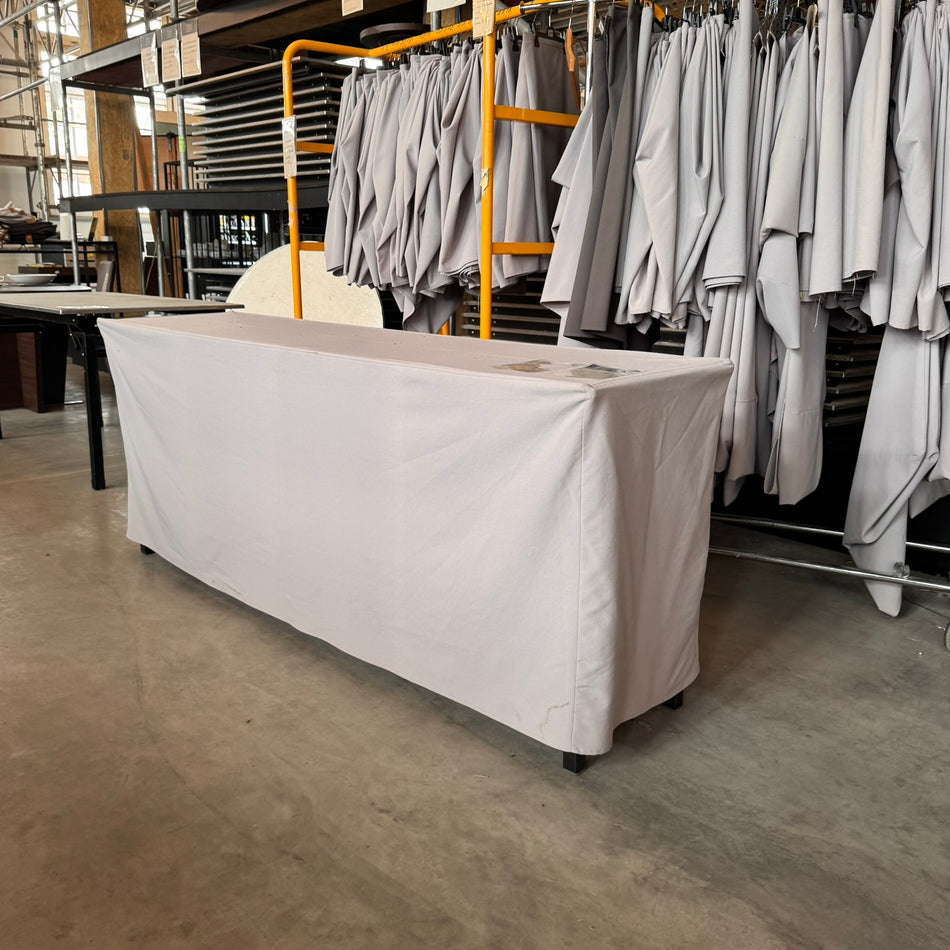 Tischhusse grau Stoff Bezug für Eventtisch Klapptisch 180x45