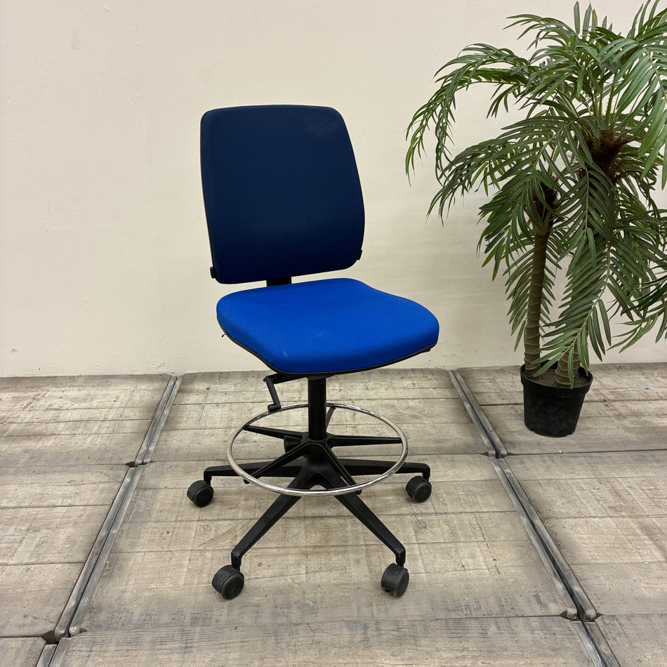 Sedus Counterstuhl Blau Chrom Stoff Fußring Steharbeitsstuhl Büro Stuhl Gebraucht