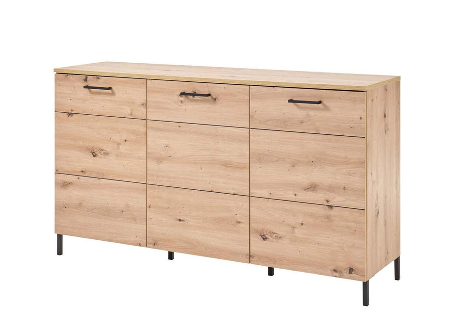 Lucas Sideboard klein dreitürig Artisan Eiche / Schwarz Kommode