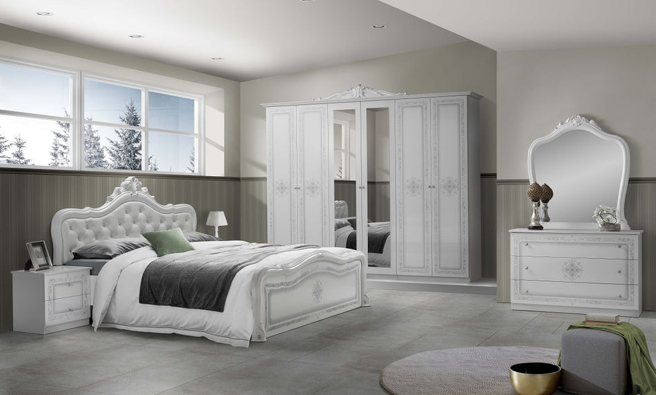 Luiza Wandspiegel Weiß Hochglanz / Silber