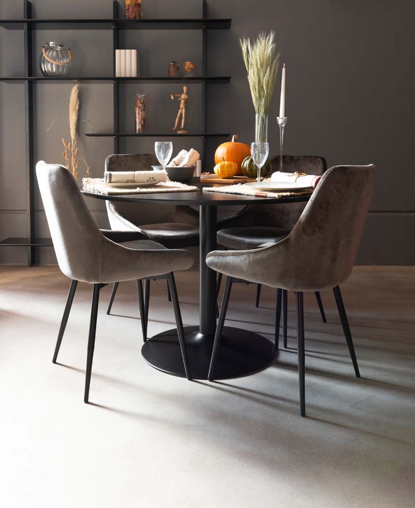 Tenzo Lex Esszimmerstuhl grau schwarz Samt Metall Stuhl
