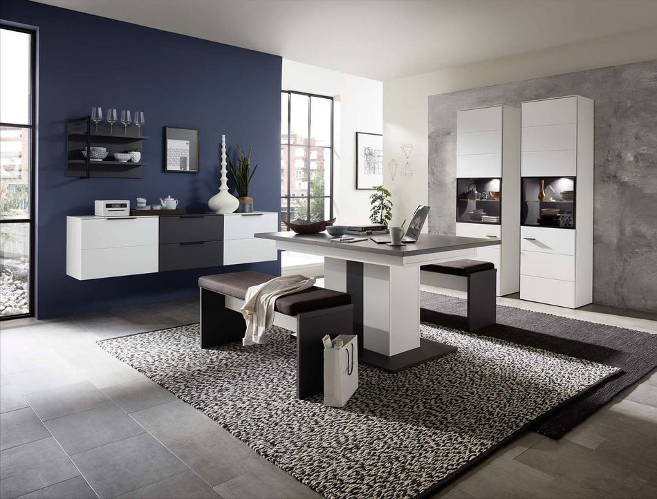 Mediana Vitrine inkl. LED-Beleuchtung Weiß/Grau