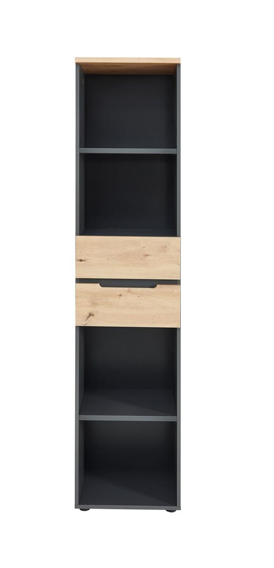 Memphis 5 OH Aktenregal mit zwei Schubläden Graphit / Artisan Eiche Regal