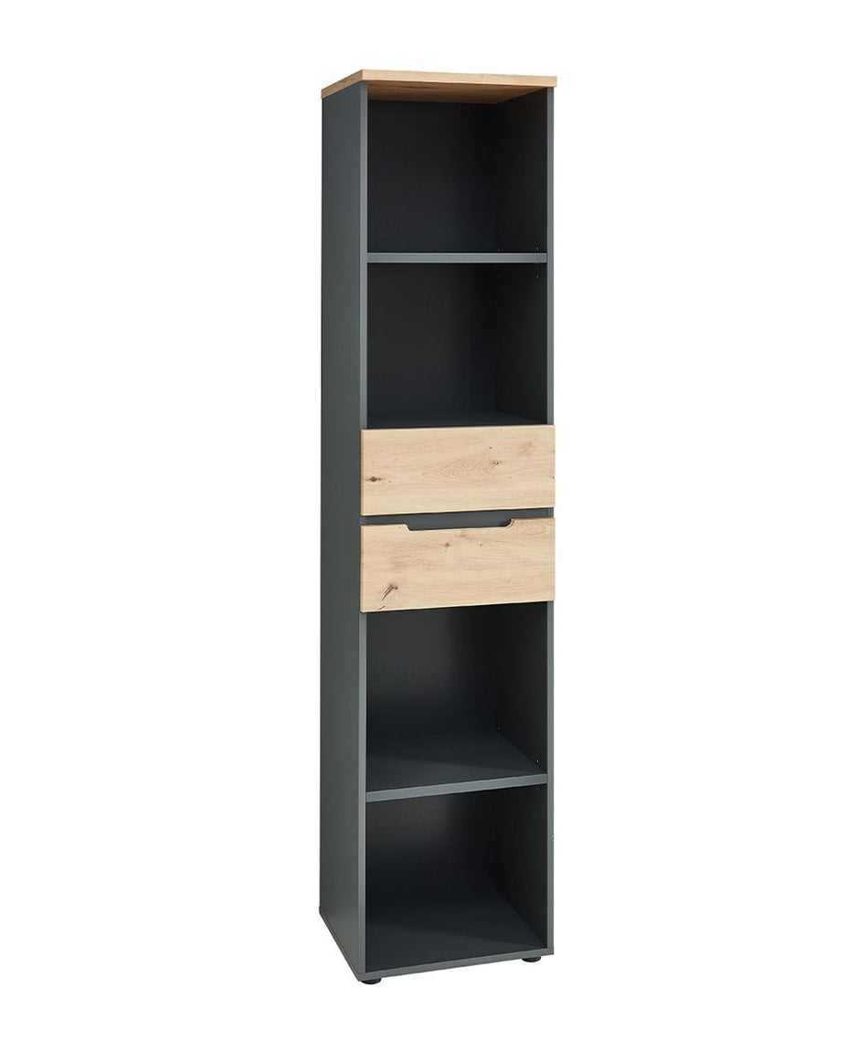 Memphis 5 OH Aktenregal mit zwei Schubläden Graphit / Artisan Eiche Regal