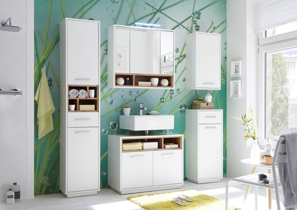 MILANO Hochschrank Weiß / Wildeiche