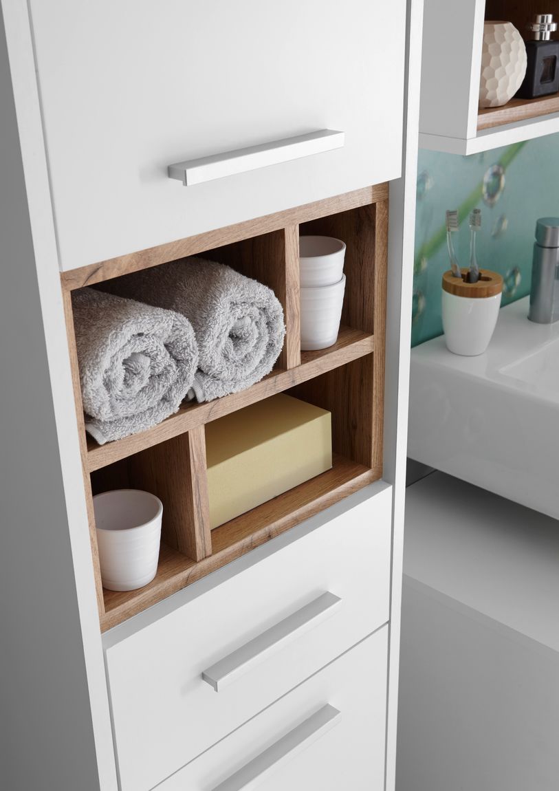 MILANO Hochschrank Weiß / Wildeiche