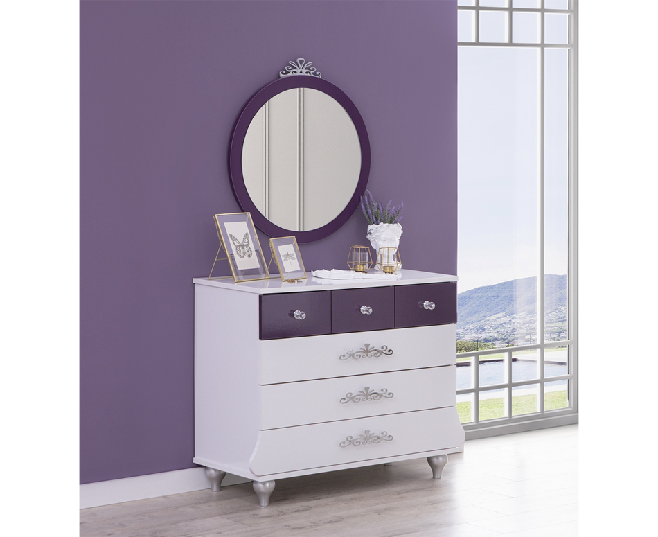 ANASTASIA LILA Spiegel Kinderspiegel lila / weiß