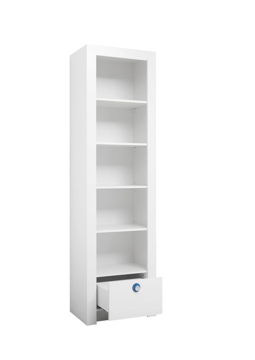 Paula Standregal Weiß Holz 5 Fächer Schublade Regal