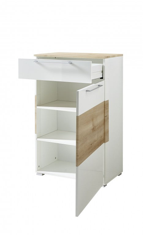 RENO Schuhschrank Garderobenschrank Schuhregal Garderobe Weiß/Buche
