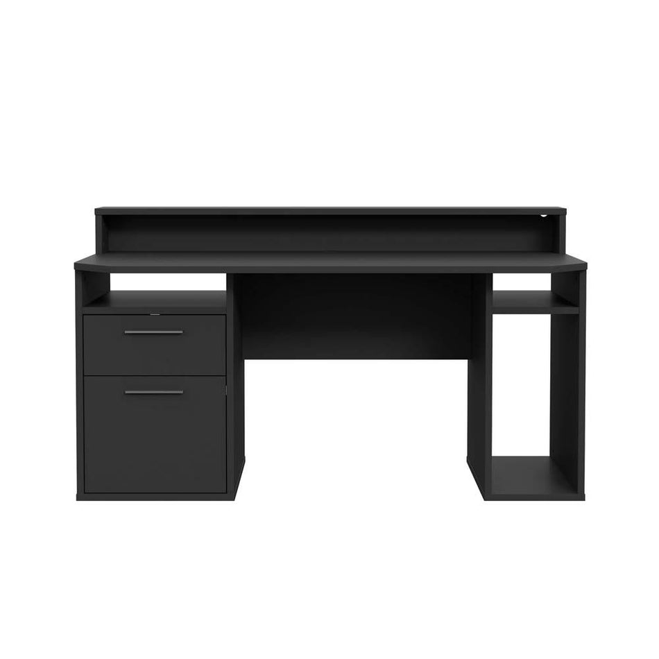 TURKU Gaming Schreibtisch 160 x 72 cm mit Schubladen Schwarz