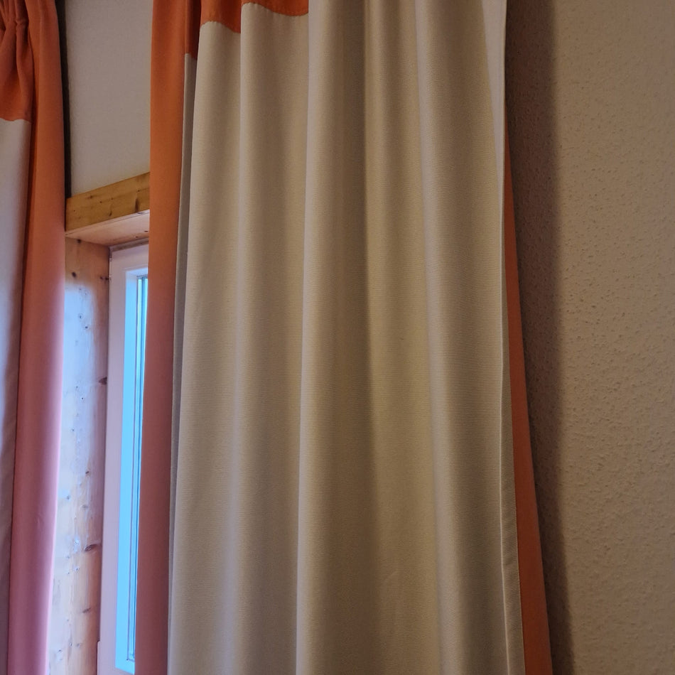 Gardine Vorhang Verdunkler gebraucht 240x80 beige mit orangen Streifen