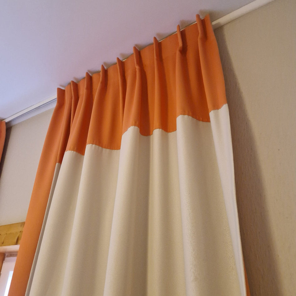Gardine Vorhang Verdunkler gebraucht 240x80 beige mit orangen Streifen