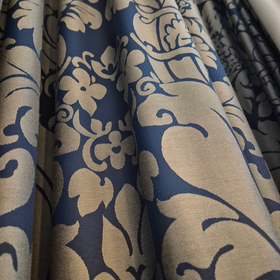 Luxus Vorhänge Gardinen Set 217x344 Hotel Atlantic Hamburg Blau Silbern Floral