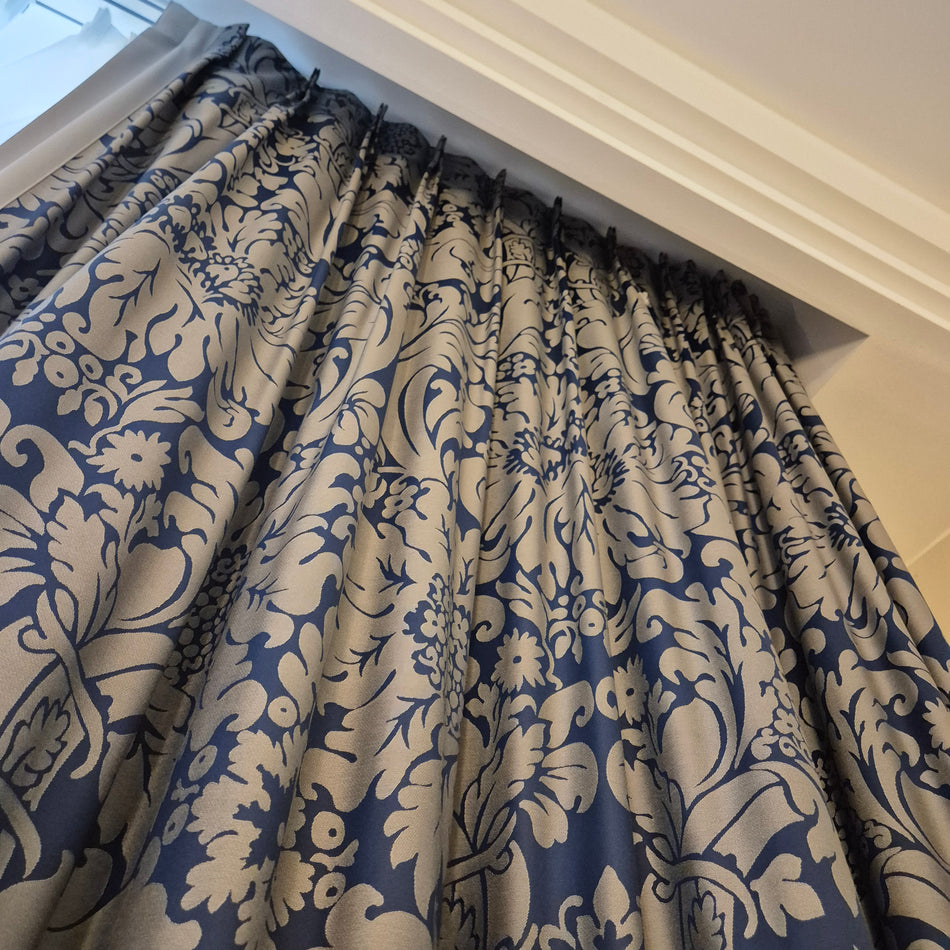 Luxus Vorhänge Gardinen Set 220x342 Hotel Atlantic Hamburg Blau Silbern Floral