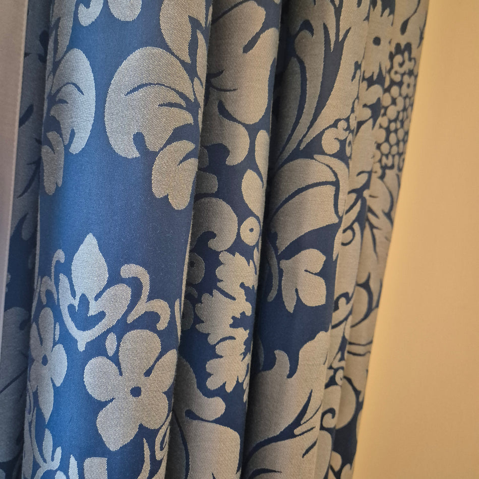 Luxus Vorhänge Gardinen Set 220x342 Hotel Atlantic Hamburg Blau Silbern Floral