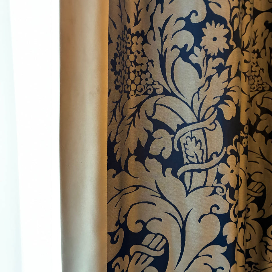 Luxus Vorhänge Gardinen Set 217x344 Hotel Atlantic Hamburg Blau Silbern Floral