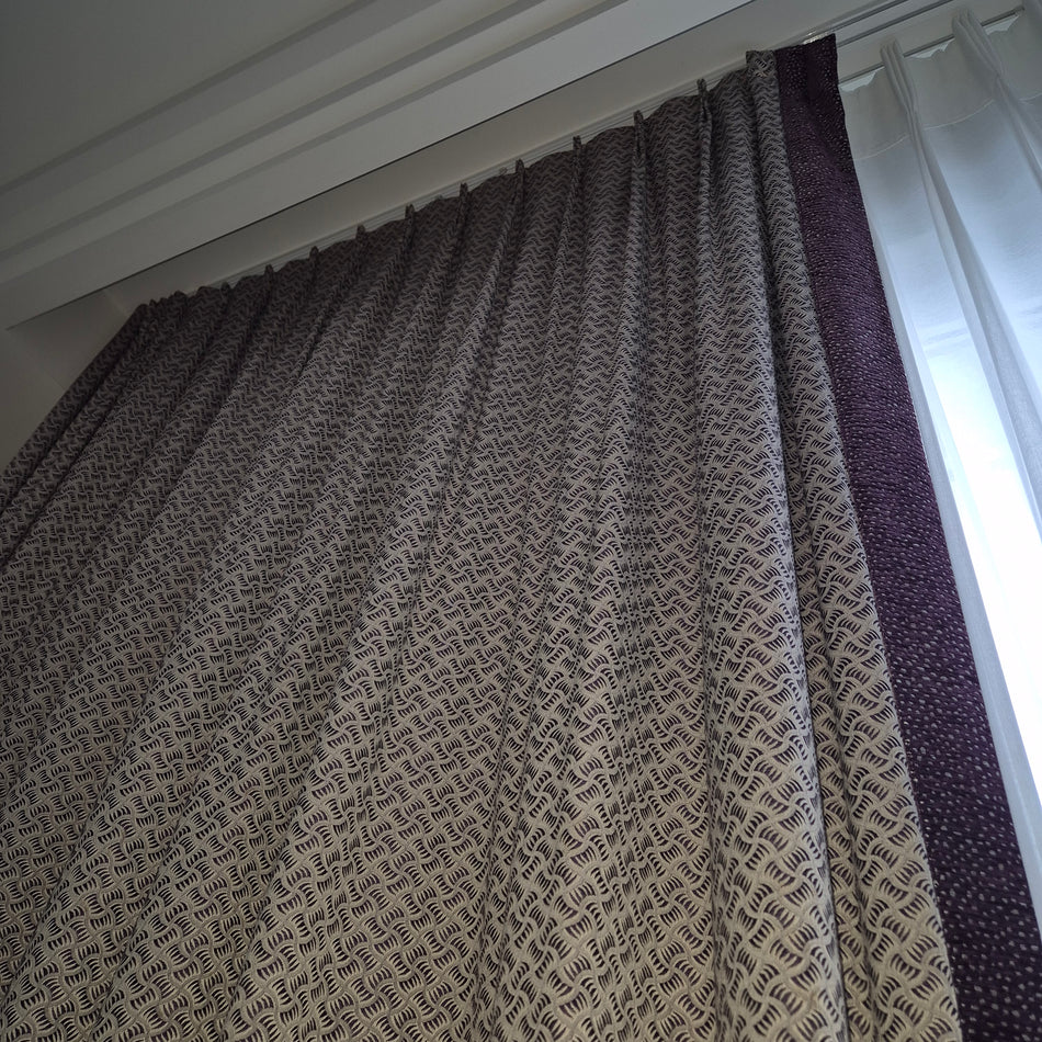 Luxus Vorhänge Gardinen Set 360x390 Hotel Atlantic Hamburg Lila Violett Beige Gemustert