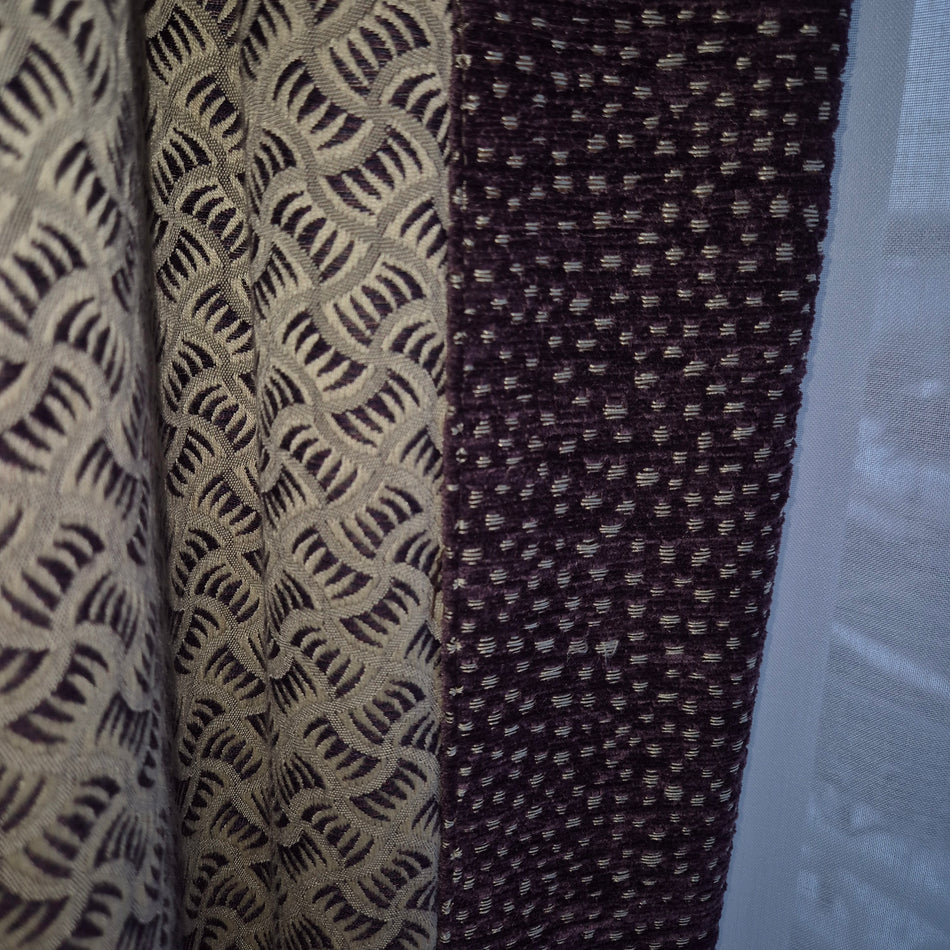 Luxus Vorhänge Gardinen Set 220x367Hotel Atlantic Hamburg Lila Violett Beige Gemustert