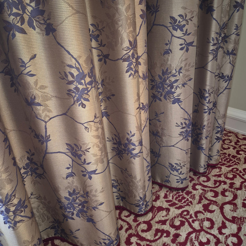 Luxus Vorhänge Gardinen Set 216x256 Hotel Atlantic Hamburg Golden Rot Floral Muster