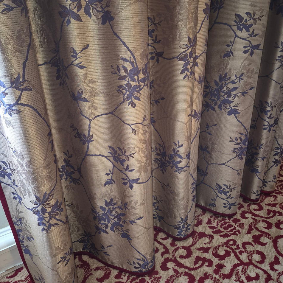 Luxus Vorhänge Gardinen Set 216x255 Hotel Atlantic Hamburg Golden Rot Floral Muster