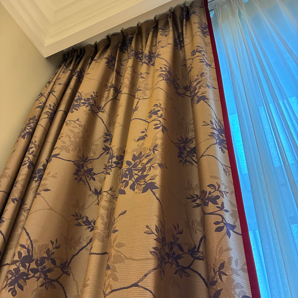 Luxus Vorhänge Gardinen Set 214x258 Hotel Atlantic Hamburg Golden Rot Floral Muster
