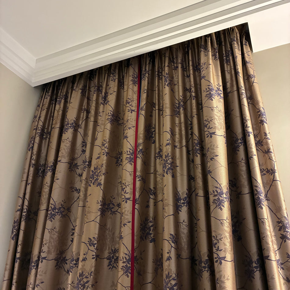 Luxus Vorhänge Gardinen Set 220x254 Hotel Atlantic Hamburg Golden Rot Floral Muster