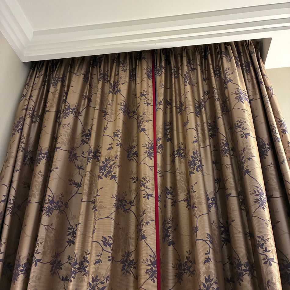 Luxus Vorhänge Gardinen Set 193x255 Hotel Atlantic Hamburg Golden Rot Floral Muster