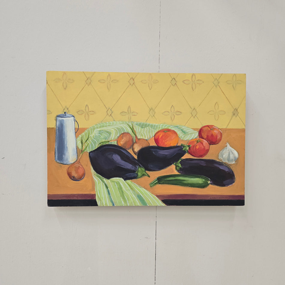 Wandbild Stillleben Auberginen M. Schmidt-Mandel Leinwand Wandgemälde Deko