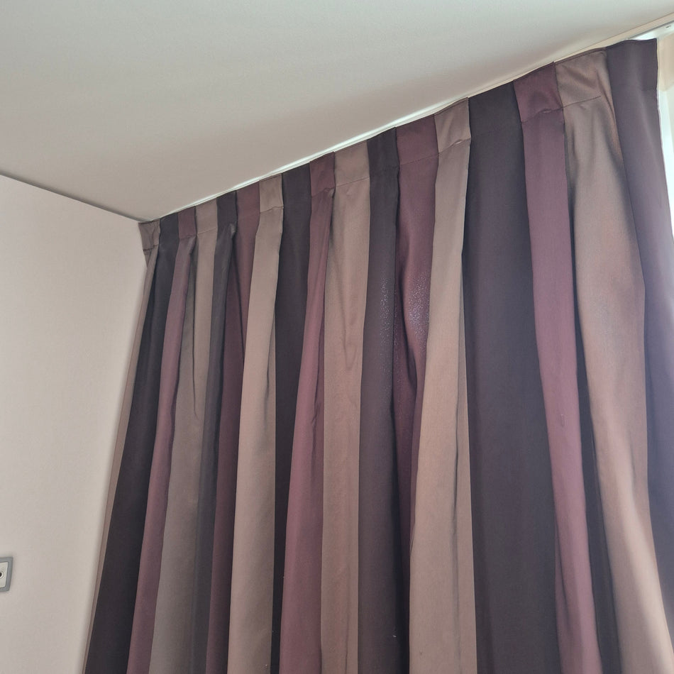 Gardine Vorhang verdunkelnd 255x160 braun bordeaux gestreift glänzend
