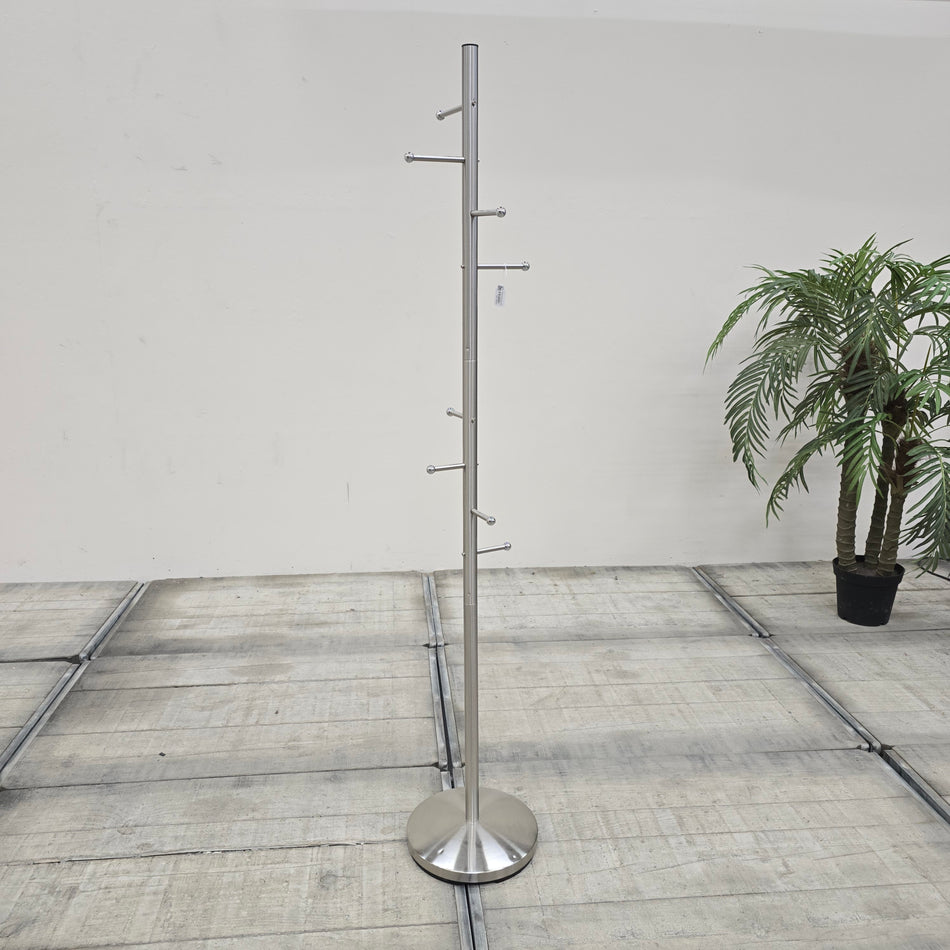 Standgarderobe Silber Edelstahl Metall mit Rundfuß Garderobenständer Gebraucht
