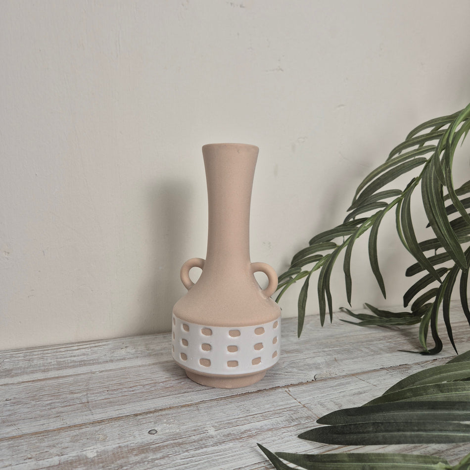 Boltze Home Cimera Vase Beige/Weiß Keramik Mit Griffen Deko