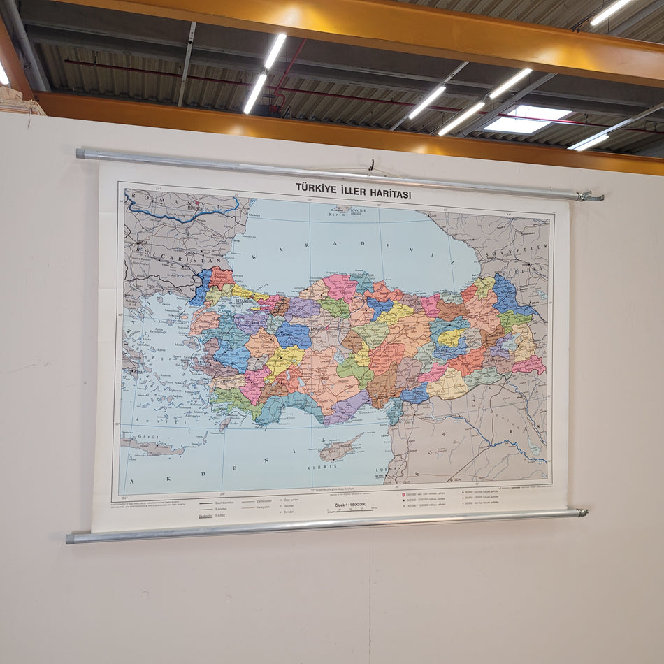 Vintage Schulwandkarte Türkei Türkiye İller Haritası – Lehrtafel Rollbild Wanddeko