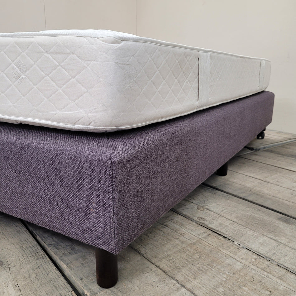 Boxspringbett 180x200 Grau Lila Stoff Inkl. Matratze Doppelbett Bett Gebraucht