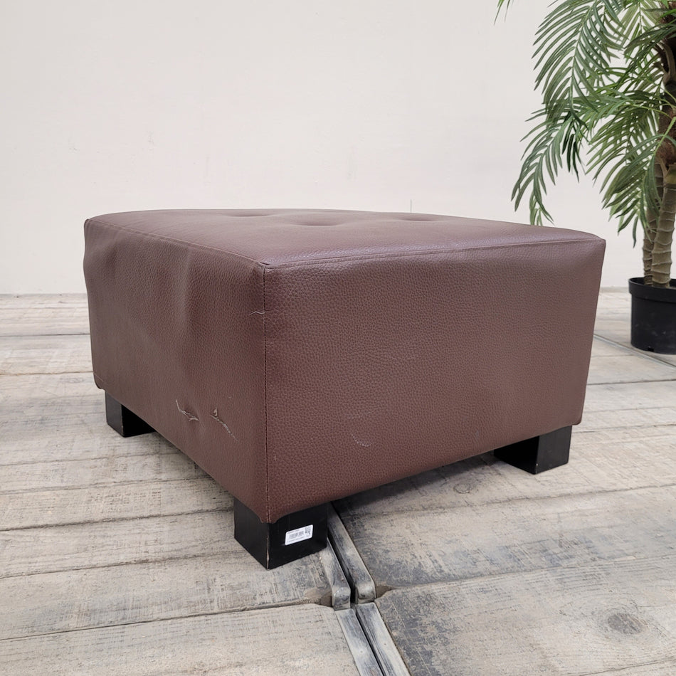 Polsterhocker 70x70 Braun Kunstleder Lounge-Sitzmöbel Hocker Gebraucht