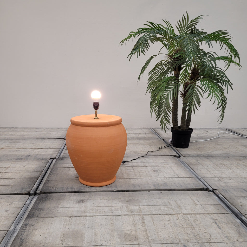 Lampe Terrakotta Tischlampe Orange Vintage