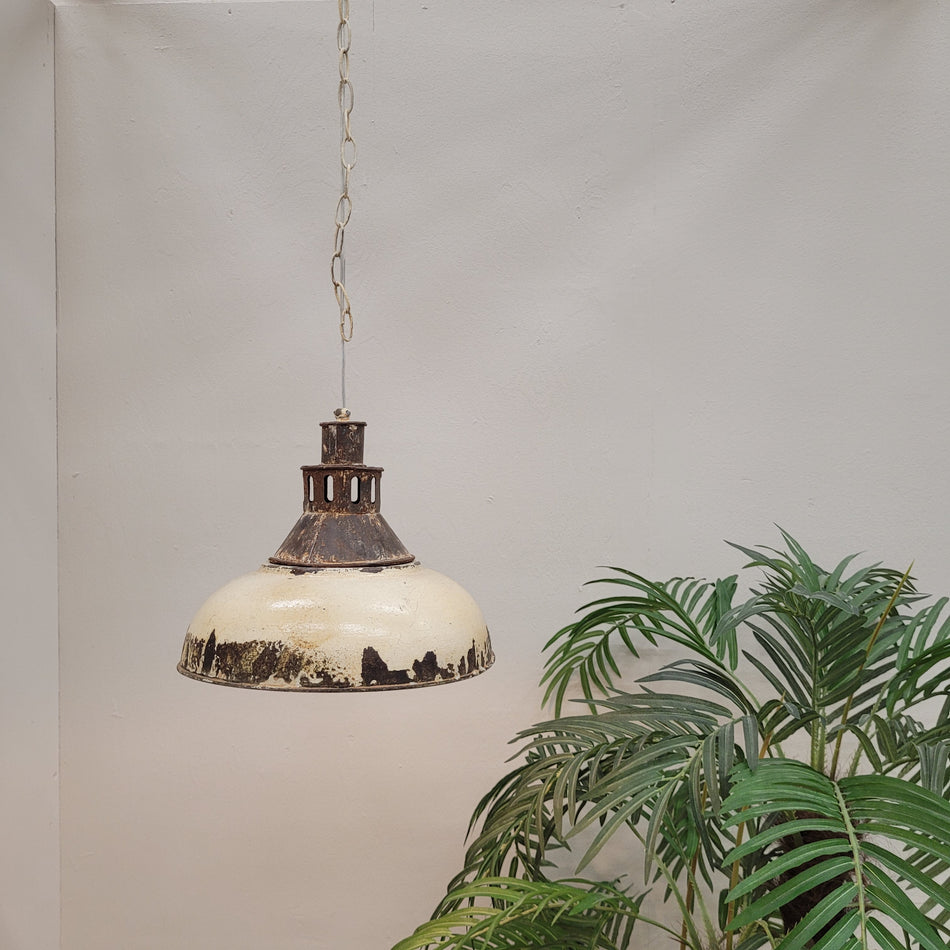 Industrial Hängeleuchte Weiß/Rost Metall Vintage-Stil Deckenlampe Lampe Gebraucht