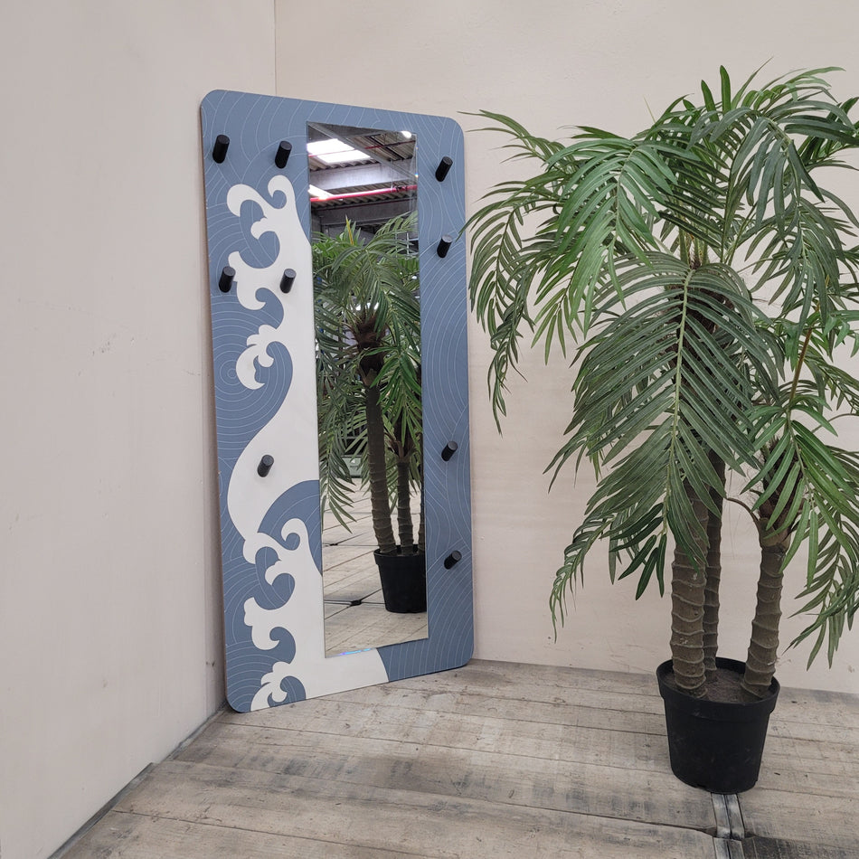Garderobenpaneel Garderobe Wandpaneel Mit Spiegel Blau Weiss Wellen Motiv Gebraucht