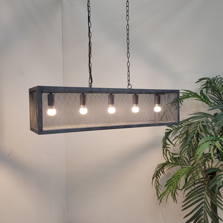 Hängeleuchte Schwarz Metall Industrial-Design Gitter-Optik Deckenlampe Lampe