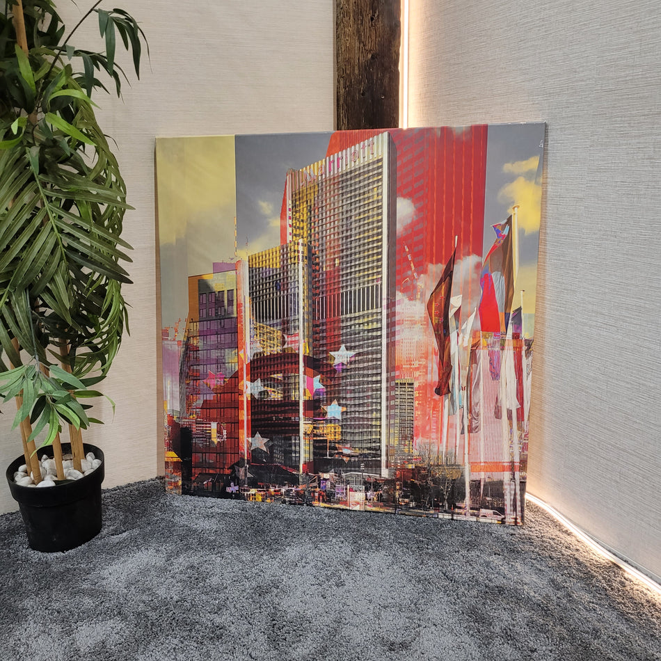 Wandbild Leinwand gebraucht bunt Motiv Frankfurt Marriott Bild 90x90