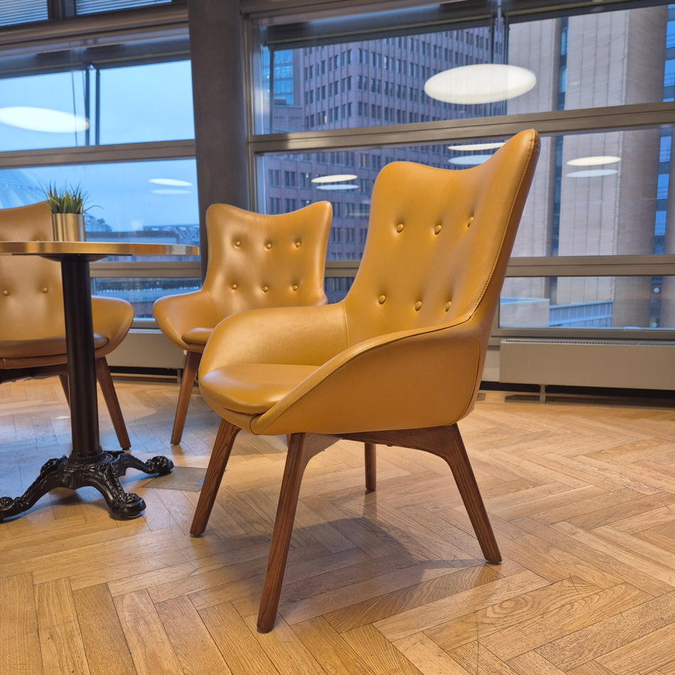 Ledersessel Eiche massiv – Design-Sessel | Lounge- & Wohnzimmersessel, gebraucht