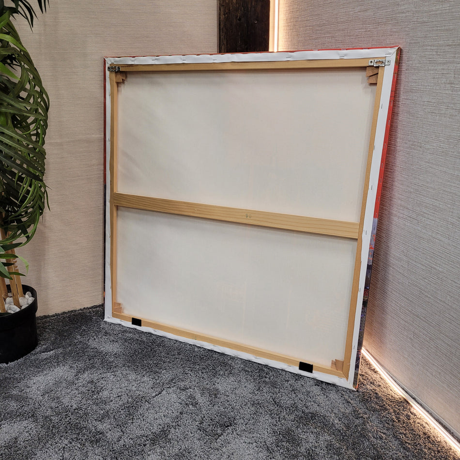 Wandbild Leinwand gebraucht rot bunt Motiv Frankfurt Innenstadt Bild 90x90