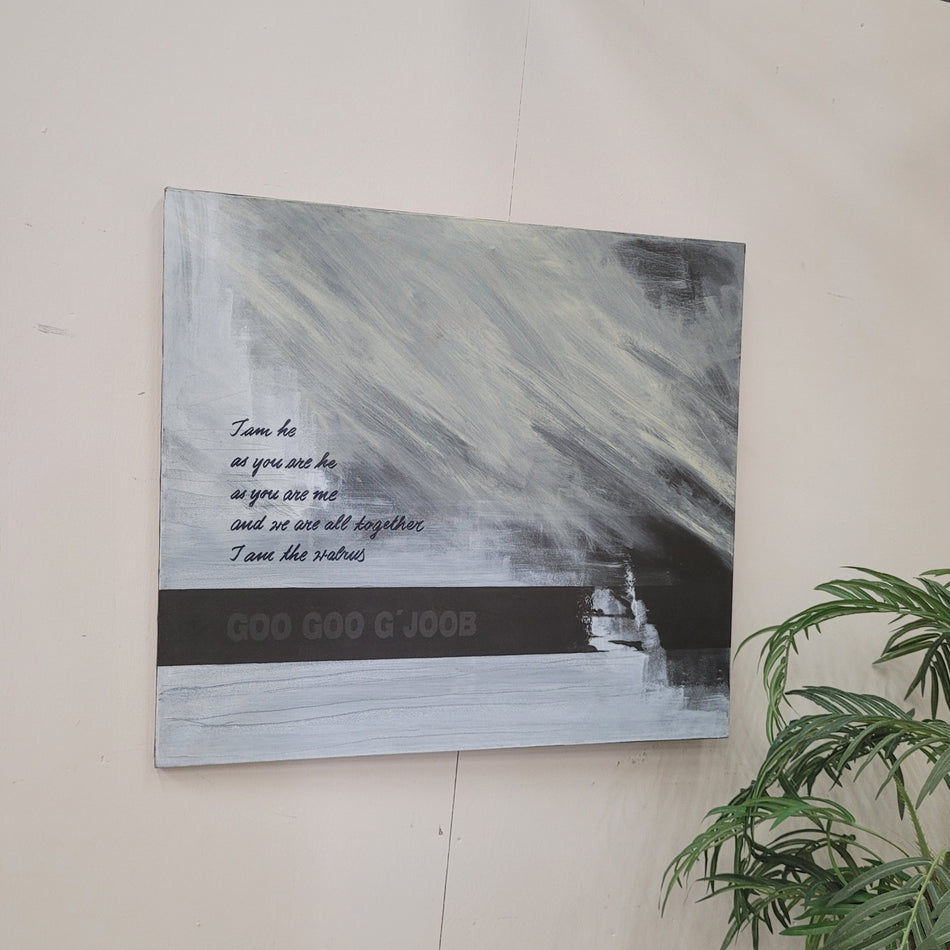 Wandbild 100x90 Kunstdruck Grau-Weiß Leinwand Typografie-Design