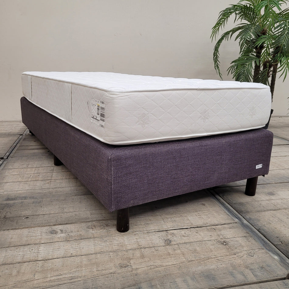 Boxspringbett 90x200 Lila Stoff Inklusive Matratze Einzelbett Bett Gebraucht